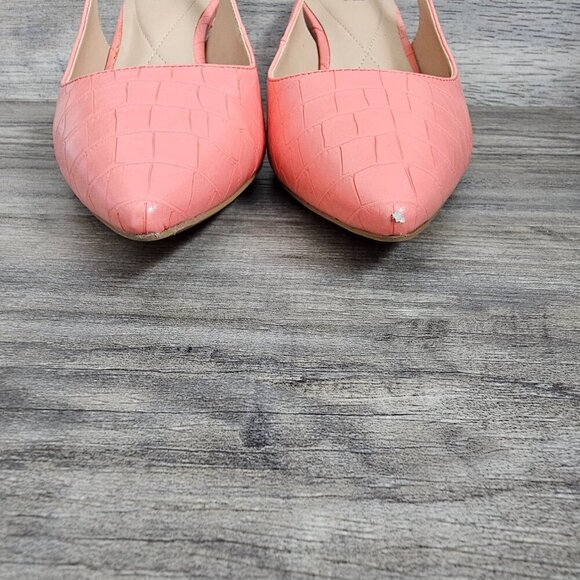 Alfani Babbsy Stepflex Croc Pointed Toe Pink Kitten Heel Slingback Pump NEW - Picture 6 of 11